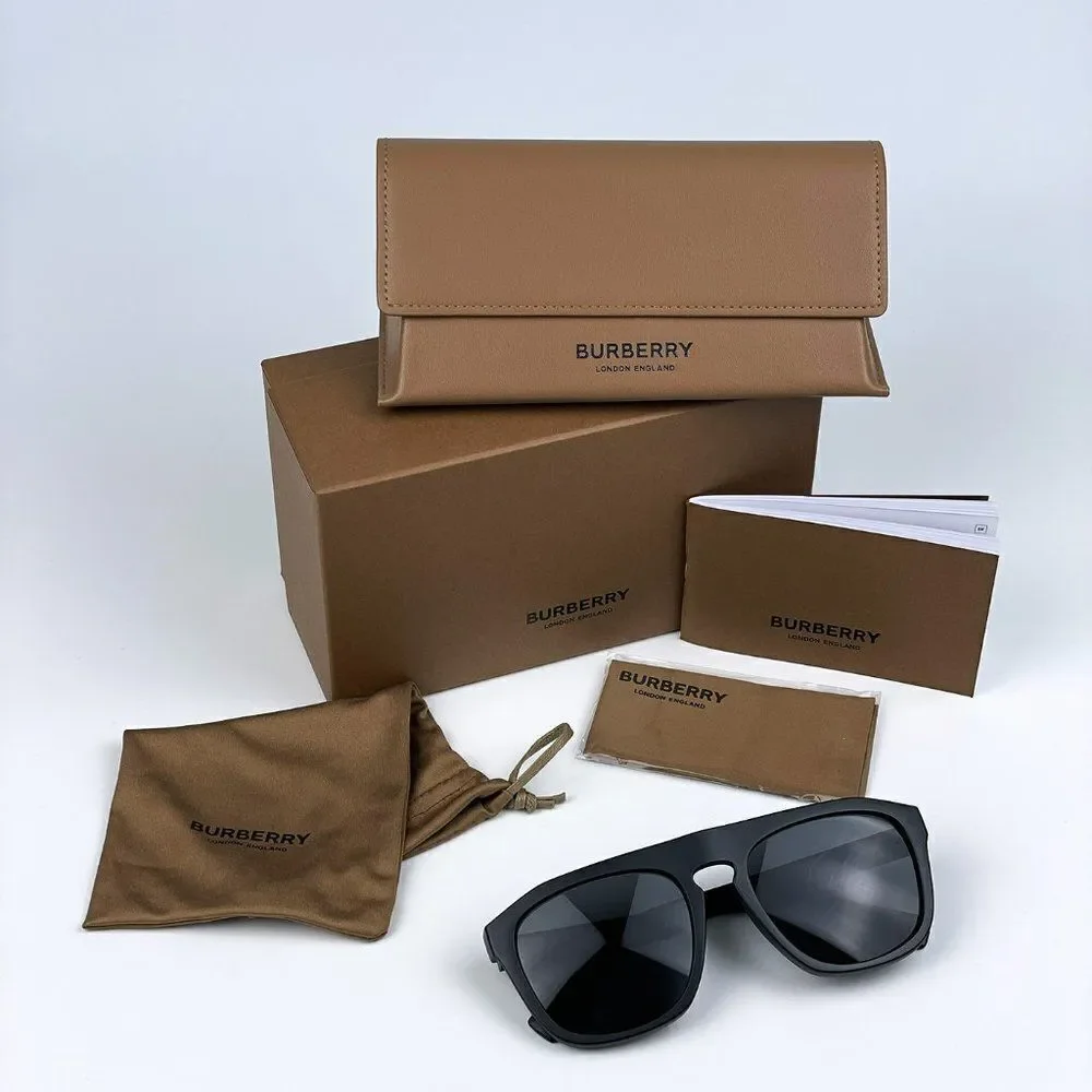 SALE! NEW Burberry BE4396U 346487 Matte Black Grey Square Unisex Sunglasses